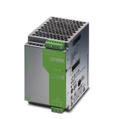 Phoenix Contact Switching Power Supply; QUINT-PS-100-240AC/24DC/10/EX; 24VDC OUT; 10A; 85-264VAC / 90-250VDC IN; Single Phase; DIN Rail Mount; Metal Frame